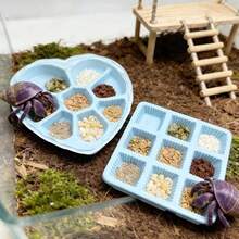 2个装多格心形方形螃蟹喂食饮水盘 | 浅型喂食盘，适用于蜥蜴、蝎子、蜘蛛、等足类动物、小螃蟹、青蛙和其他小型宠物，塑料材质，易于清洁，集喂食和饮水功能于一体 - 餵食碗 - 查看 11