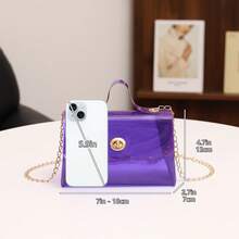 Summer New Candy Color Handbag, Chain Transparent Shoulder Crossbody Square Bag - Purple - View 4