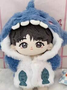 Shark Jacket Outfit Suitable For 20cm Cotton Doll, Includes Jacket And Shoes Only, Doll Not Included - Dusty Blue - View 6