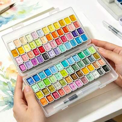 96-Color Gold Metallic Watercolor Paint Set, Includes Shimmering Gold Tones, Suitable For Professional Use