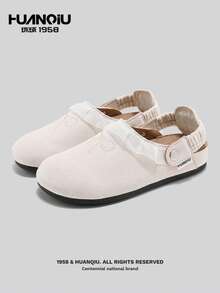 HUANQIU Sandal Renda Musim Semi & Musim Panas dengan Bordir Kupu-kupu, Sepatu Kasual Slip-On, Nyaman & Ringan, Serbaguna untuk Pemakaian Sehari-hari - Krem - View 2