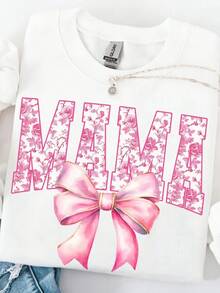 Camiseta estilo chinoiserie para mamá, regalo para el Día de la Madre, camiseta Toile Floral Coquette Bow Mama, regalo para mamá, camiseta Preppy Mama para mamá. 220 g de algodón puro unisex, peso ideal para todas las estaciones, apto para hombres y mujeres. Tejido duradero de alta calidad, suave al tacto y de larga duración. Top transpirable. Adecuado para primavera y verano, vacaciones, Día de la Madre, Día de la Independencia. - Blanco - Ver 1