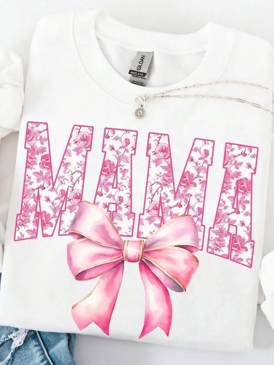 Camiseta estilo chinoiserie para mamá, regalo para el Día de la Madre, camiseta Toile Floral Coquette Bow Mama, regalo para mamá, camiseta Preppy Mama para mamá. 220 g de algodón puro unisex, peso ideal para todas las estaciones, apto para hombres y mujeres. Tejido duradero de alta calidad, suave al tacto y de larga duración. Top transpirable. Adecuado para primavera y verano, vacaciones, Día de la Madre, Día de la Independencia. - Blanco - Ver 1