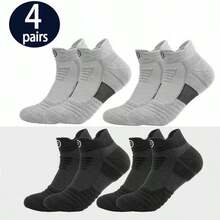 4 pares de calcetines cortos deportivos para hombres, calcetines transpirables y que absorben la humedad con amortiguación reforzada en el talón y los dedos, y soporte de arco para fitness y deportes - Multicolor - Ver 18