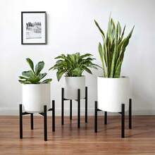 1pc Cross-Shaped Expandable Flower Pot Stand, Detachable, Indoor Living Room Floor Balcony Plant Pot Holder - Black - View 1