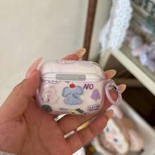 Ốp tai nghe hình chú voi tím hoạt hình Apple + vòng đeo tai, tương thích với Pro 3, New Pro 2, Apple 4 Minimalist dễ thương, ốp tai nghe cá nhân hóa thế hệ 1/2, quà tặng mùa xuân/hè/sinh nhật/quà tặng ngày lễ. - Màu tím nhạt - Xem 7