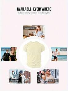 1pc Break The System Women's Hawaiian Style Short Sleeve T-Shirt, Made Of Sheer Loose Fabric, Honolulu Hibiscus Flower Print, Breathable, Casual, For Summer Beach Vacation, Outdoor Wear, Letter Pattern, Suitable For Adult Women, Round Neck Loose Fit Short Sleeve T-Shirt For Summer Beach, 100% Cotton. - 杏色 - 查看 5