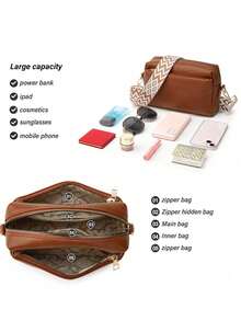 Women Leather Wallet Shoulder Bag Handbag Crossbody Bag - Brown - View 5