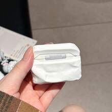 1个扁平创意耳机保护套+挂件，适用于苹果无线耳机，带保护盖 - 白色 - 查看 5