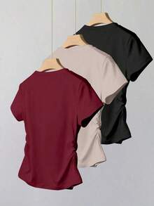 Camiseta ajustada con estampado de lazo para mujer, estilo versátil y elegante para el verano, vuelta al colegio, uso diario, fiesta, cita, que atrae mucha atención - Multicolor 9 - Ver 2