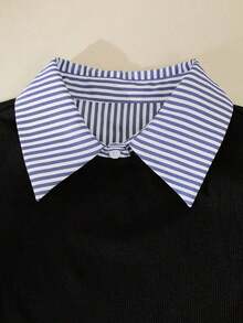 Camisa casual de mujer a rayas de moda en color negro, de corte slim y favorecedora - Negro - Ver 4