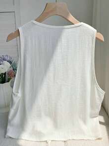 2026 Nuevo Top sin mangas con cuello en V, lazo delantero y bordado floral para mujer, ideal para vacaciones en la playa, uso casual, estilo Y2K de los 2000, primavera, graduación, fiesta de boda, vacaciones elegantes, San Valentín, carnaval, - Blanco 2 - Ver 2
