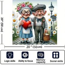 500片大型拼图 - 老年夫妇主题 - 趣味家庭教育休闲游戏 - 完美的家居装饰礼品/办公室艺术品 - 50x50厘米/19.7x19.7英寸，创意挑战，理想的节日礼物 - 适合圣诞节和新年 - 彩色 - 查看 3