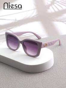 NIESA 1 Pair Classic Retro Cat Eye With 3D Pattern, High-End Lightweight Glasses For Women, Suitable For Daily Life, Beach, Driving, Outdoor Activities, Gift For Friends, Fashionable PC (Polycarbonate) Glasses For All Seasons - Multicolor - View 12