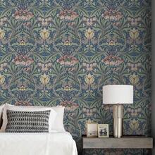 William Morris Vintage Floral Peel & Stick Wallpaper - Sage Green/Purple, Easy Apply For Kitchen, Bedroom, Living Room Decor, - A - View 2
