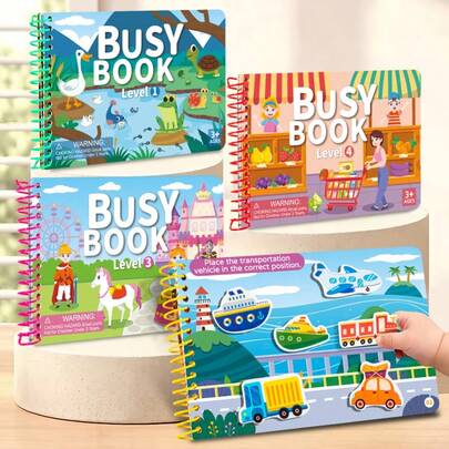 Reusable Sticker Activity Book Set, Travel Friendly Sticker Play Book With Multiple Scene Themes Travel Sticker Activity Book With Reusable Stickers, Fun Scene Play Book Collection