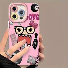 Funda para móvil con diseño de monstruo rosa de dibujos animados, compatible con Samsung, Apple, VIVO, OPPO, , Transsion, ,  y Honor. Fabricada en TPU, ofrece protección contra golpes y caídas. Un regalo ideal para familiares y amigos. - Blanco - Ver 2