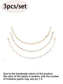 3/1pc Colorful Cubic Zirconia Chain Headband, Faux Pearl Beaded Hat Chain, Stackable Hat Accessory, Unisex Detachable Metal Chain, Suitable For DIY Mesh Baseball Cap (Hat Not Included) - Multicolor - View 8
