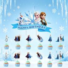 Frozen Themed Paper Cake Topper Set Anna & Olaf Cartoon Picks, Blue Ice-Style Birthday Party Cupcake Decorations, Suitable For Birthday Party, Christmas, Holiday Gift, Decorations - Cartoon Cake Power Strip - View 7