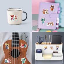 50pcs Cute Superhero Cat Stickers, Waterproof Vinyl Decals, Colorful Cartoon Designs, Reusable Stickers For Kids Laptops, Water Bottles, Scrapbooking, Journals, DIY Crafts & Stationery Decor. - Multicolor - View 5