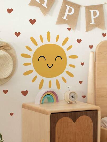 1 miếng dán tường PVC nhiều kích cỡ, có thể tháo rời, hình mặt trời cười và trái tim, 4 chú khủng long dễ thương, hình tròn nhiều màu sắc, dấu tay và trái tim nhiều màu, hình học, thích hợp cho phòng ngủ, phòng khách, phòng học, phòng ăn, phòng tắm, trang trí tường nhà, trang trí phòng.