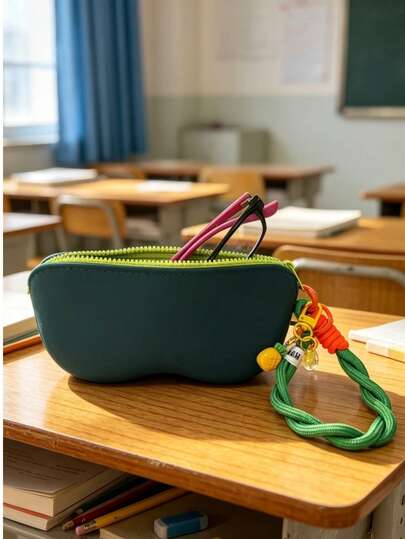 Fashion Colorful Rope Strawberry Fruit Pendant Silicone Storage Bag, Makeup Cosmetic Organizer, Silicone Fashion Glasses/Eyeglasses Case, Scratch-Resistant Travel Portable Eyewear Pouch