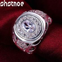 Nhẫn bạc 925 mạ vàng, kiểu dáng cổ điển, đính đá Zirconia, dành cho nữ, trang sức quyến rũ, quà tặng đám cưới, lễ đính hôn, sinh nhật. - Bạc - Xem 2