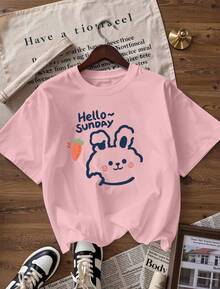 Cute And Relaxed Style Short Sleeve T-Shirt, Fashionable Short Sleeve T-Shirt For Spring And Summer 2026, Made In Mexico, 180 Grams. Cartoon Print, Couple Design, Suitable For Indoor Or Outdoor Wear. Crew Neck, Unisex, Ideal For Office And Leisure. One-Piece Pack. - PK-P631577SLNDXZGY487 - 查看 3