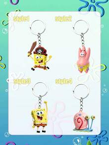 SpongeBob SquarePants 方形褲2D鑰匙圈套組，4款卡通角色吊環（方形褲海盜、派屈克、方形褲與蝸牛），適用於鑰匙、包包與背包的吊飾配件，適合粉絲禮物與派對贈品 - 鑰匙鏈 - 查看 8
