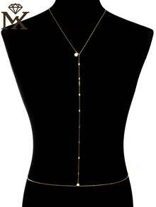 SYMFNY 1 chiếc mặt dây chuyền hình chữ V độc đáo, gợi cảm bằng bạc 925 đính đá Cubic Zirconia lấp lánh, dây đeo eo dành cho nữ khi đi biển hoặc mặc bikini, quà tặng trang sức cao cấp cho bạn gái vào ngày Valentine/sinh nhật. - Vàng - Xem 2