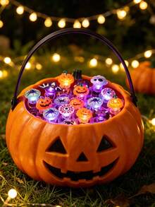 50/30/1pc Halloween Glow Rings, Glow Props, Night Light, Birthday, Halloween Party Gifts Decoration Adult Products, Flashing Finger Rubber Rings, Multiple Styles: Ghost, Pumpkin, Skull, Spider, Bat, Glow Decorations, Flashing Finger LED Rings, Flashing Jelly Rubber Rings - Multicolor - View 3