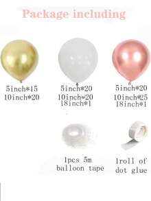 124pcs/Set Rose Gold & Gold Metal Latex Balloon Arch Kit, Suitable For Birthday, Wedding, Valentine's Day Party Decoration - Gold Rose Gold Sand White Set - View 4