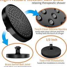 6 Inch Shower Head High Pressure Waterfall Bathroom Showerhead Adjustable Angles - A - View 3