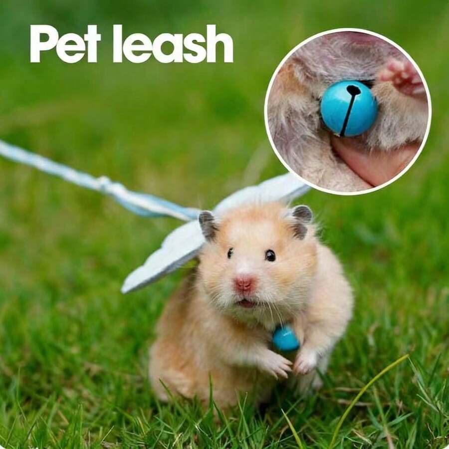 Pet Leash (Hamster/Rabbit/Squirrel), With Cute Little Wings And Small Bells To Prevent Getting Lost, For Walking Pets Outside To Prevent Getting Lost - Multicolor - View 1