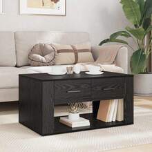vidaXL Couchtisch Schwarz Eichen-Optik 80 x 50 x 40 cm Holzwerkstoff Wohnzimmer, Arbeitszimmer, Café, Garten, Poolbereich, Strand, Couchtisch, Beistelltisch, einfach zu montieren, Wohnaccessoires für Möbel. - Schwarz - Übersicht 3