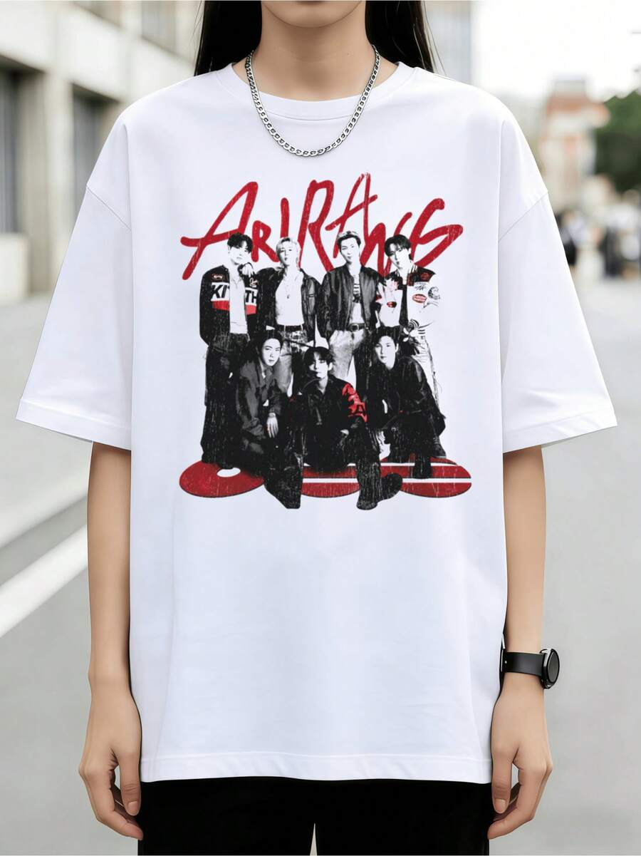 Arirang Vintage Style Cotton T-Shirt - White - View 1