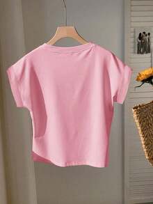 2 piezas Camiseta de cuello redondo de manga corta en negro y rojo, adecuada para el verano - Multicolor 9 - Ver 4