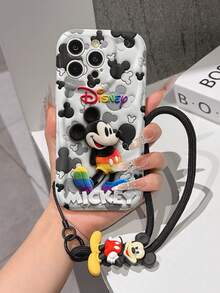 This Disney Mickey Mouse Lanyard Phone Case Is Fully Covered In TPU Material. It's Shockproof, Lightweight, And Compatible With IPhone17/16/11/13/15/15 Plus/15 Pro/15 Pro Max/12/14 Pro Max/11 Pro Max/12 Pro/12 Pro Max/13. This Phone Case Makes A Popular Birthday Gift Or Business Gift; It's Durable, Stain- And Fingerprint Resistant, And Suitable For Both Men And Women. The Set Also Includes A Mickey Mouse Phone Case And A Mickey Mouse Plush Bracelet. It's A Perfect Gift For Friends And Family. This Stylish Phone Case Is Fun, Lightweight, And Durable. IPhone17 Pro Max Phone Case, Minnie Mouse Phone Case. - 白色 - 查看 1