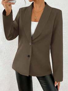 Chaqueta de blazer ajustada de manga larga y sexy para mujer, conjunto verde, chaqueta de traje para mujer, blazer verde para mujer, blusas sociales, ropa de oficina para mujer, ropa de negocios profesional, abrigo de invierno para mujer verde - Marrón - Ver 3