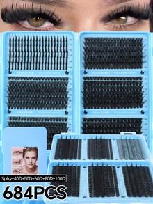 720/576PCS DIY Eyelash Extension Kit, Mixed Assortment Of Lengths (8–16mm), Beginner-Friendly And Easy To Apply For A Natural-Looking, Including 6 Styles In One Box, Effortlessly Create Personalized Lash Looks Tailored To Your Preference - D - View 3