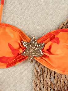 Nuevo Llegada Primavera/Verano Moda Mujer Elegante Casual Sexy Playa Vacaciones Cita Fiesta Conjunto Bikini Estampado Floral Tirantes Finos y Mini Falda - Multicolor - Ver 4