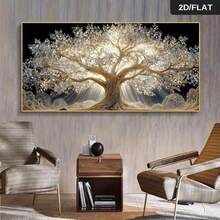 2D/FLAT 1pc Frameless Wall Art,Modern Abstract Tree Of Life Canvas Painting - Snow-Covered Tree Of Life Poster, Modern Minimalist Style Art Print, Realistic Roots And Leaves, Natural Inspiration Home Decor - Design 02 - View 3