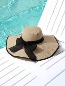 Trivaya 1pc Women's Summer Sun Shade Straw Beach Hat - Multicolor - View 1