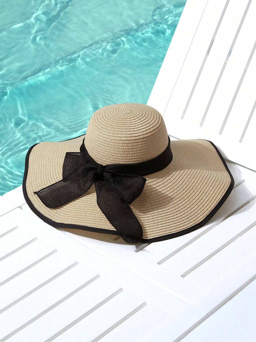 Trivaya 1pc Women's Summer Sun Shade Straw Beach Hat - Multicolor - View 1