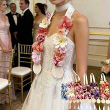 1pc Faux Flower Garland Sash, Bridal Ceremony Sash For Wedding Party, Decorative Ceremonial Sash For Graduation, Birthday, Wedding And Other Festivals, Photography Prop - Etiquette Shoulder Strap a - View 2