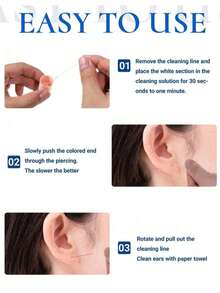 60/120pcs Ear Piercing Cleaning Sticks, Ear Piercing Cleaning Lines, Ear Care Set, Includes 60/120pcs Ear Piercing Cleaning Lines And Matching Cleaning Sticks With Cleaning Solution, Removes Odor And Dirt, Unisex, Prevents Ear Piercing Clogging; Suitable For Living Room, Bedroom, Bathroom, Travel Essential, Can Be Given As Wedding, Party, Birthday, New Year Gifts To Friends And Family, Also A Fun Accessory Small Gift, Fits Campus, Back To School, Home And Travel Scenarios; Also Available Ear Cleaner, Electric Ear Pick - Multicolor - View 3