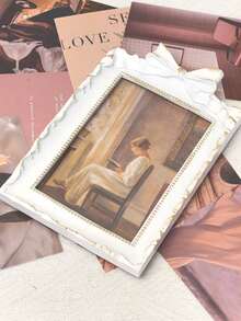 1pc European Style Ribbon Decorated Photo Frame, Can Be Used Horizontally Or Vertically, Includes 1 Random Paper, Suitable For Photo Display, Home Decor, Gifts, Birthday, Graduation, Room Decoration, Bedroom Decor, Wedding Frame, Photo Frame Decor - A - View 8