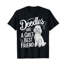 Unisex Short-Sleeved T-Shirt, Funny T-Shirt With Golden Labradoodle Drawings, T-Shirts For Men, , , Women, Romwe Men, Boho Chic, Gifts For Teachers, Women's T-Shirt, Curvy Outfits For Men, Y2k. - 黑色 - 查看 6