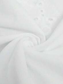 Blusa de verano de talla grande, de unicolor, hueca, bordada, casual, para vacaciones, temporada de bodas, nuevo diseño de playa para mujer - Blanco - Ver 7