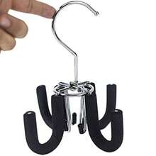 huji 4 ganchos percha de ropa giratoria para cinturones bufandas tie Collar Purse rack ropa organizador clóset de almacenamiento, negro Black Swivel Belt Hanger - percha giratoria negra para cinturón - Ver 4